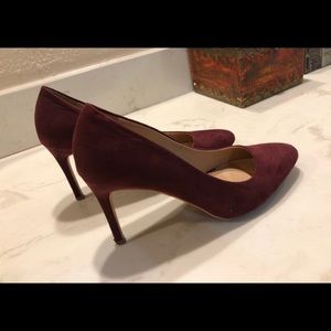 Burgundy suede pumps